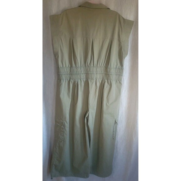 FARM RIO Olive Green Cotton Utility Camp Harem Drawstring Pants Jumpsuit XL - Picture 4 of 14